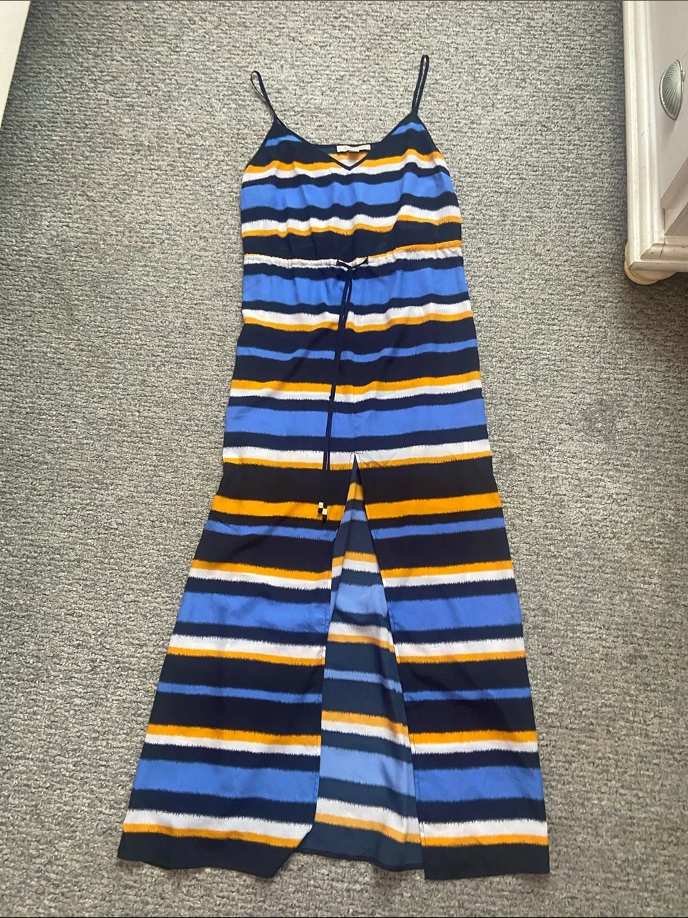 Michael Kors Striped Blue and Yellow Maxi  Dress